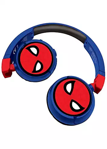 2-in-1 Bluetooth® & Wired Comfort Foldable Headphones with Kids Safe Volume - Spiderman by Marvel | Look Again