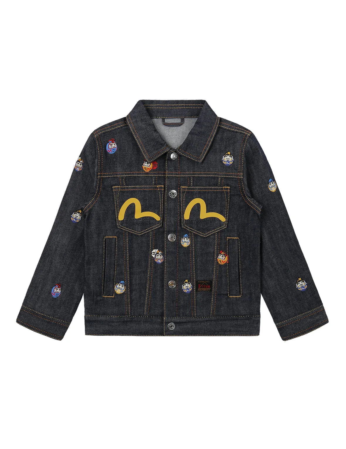 Allover Pompadour Daruma Print Denim Jacket