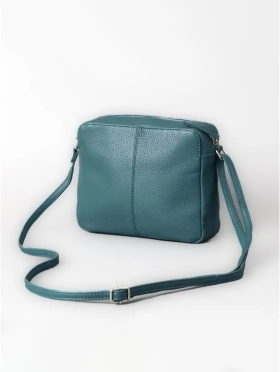 Alston Boxy Leather Cross Body Bag in Petrol Green