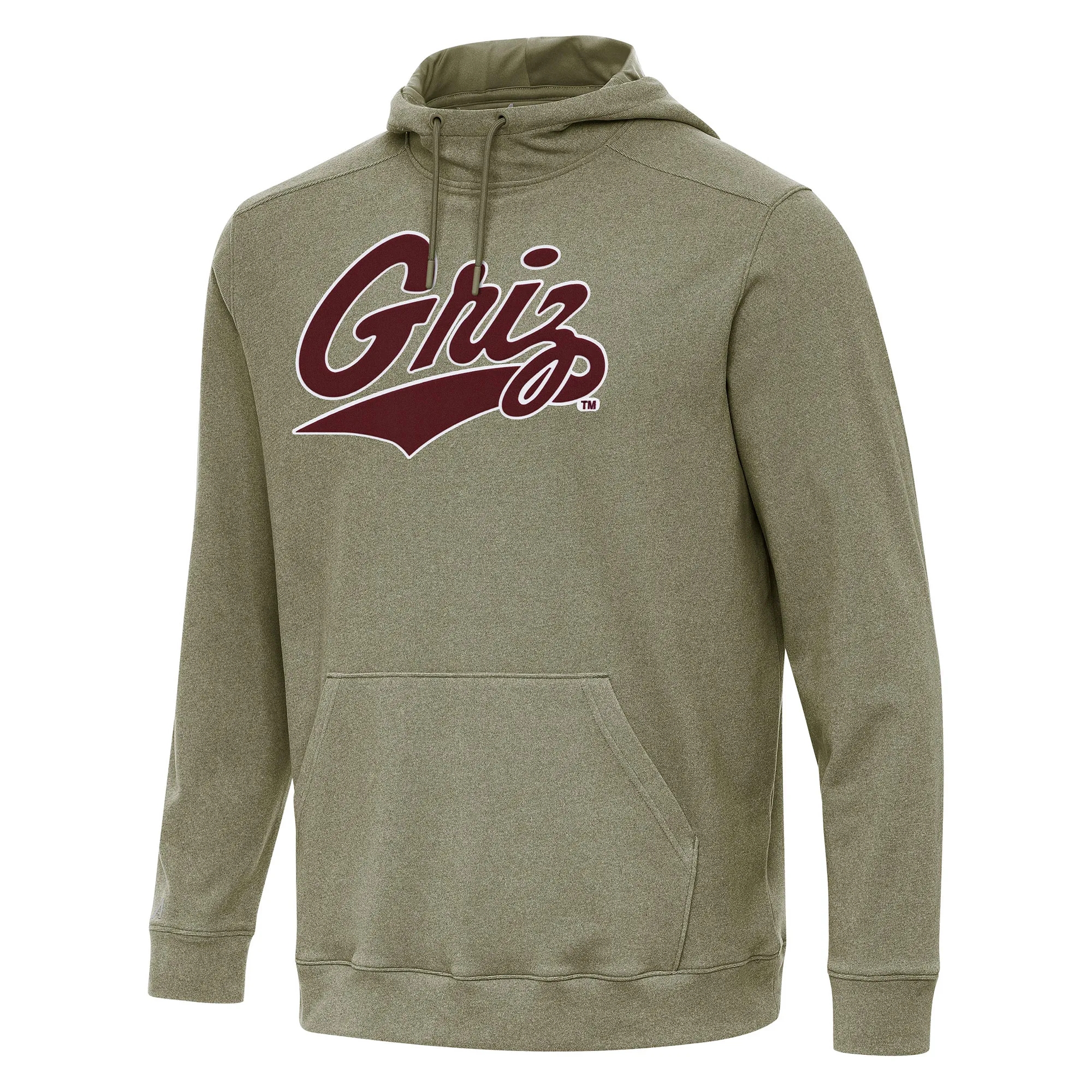 Antigua Montana Grizzlies Heather Olive Cloud Pullover Hoodie