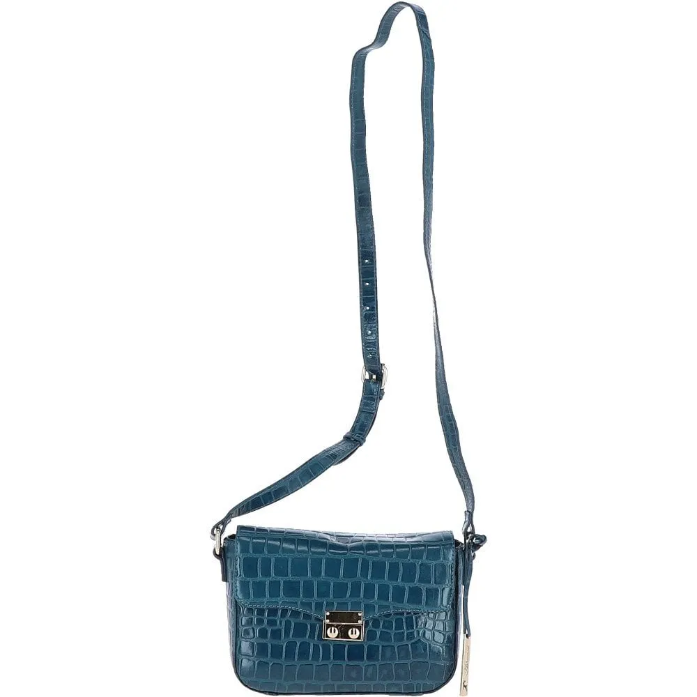 Ashwood Crocodile Print Cross Body Bag Teal/croc: C-50