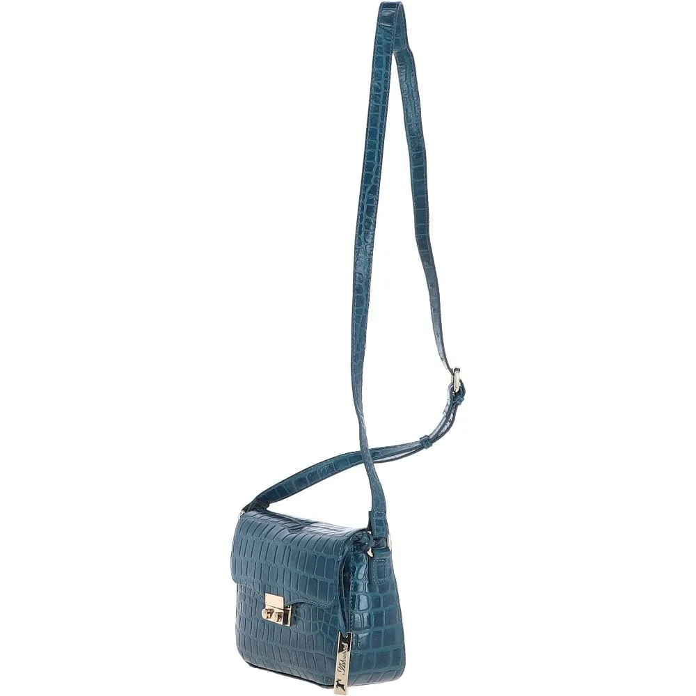 Ashwood Crocodile Print Cross Body Bag Teal/croc: C-50