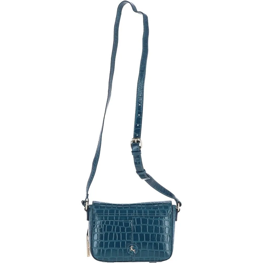 Ashwood Crocodile Print Cross Body Bag Teal/croc: C-50