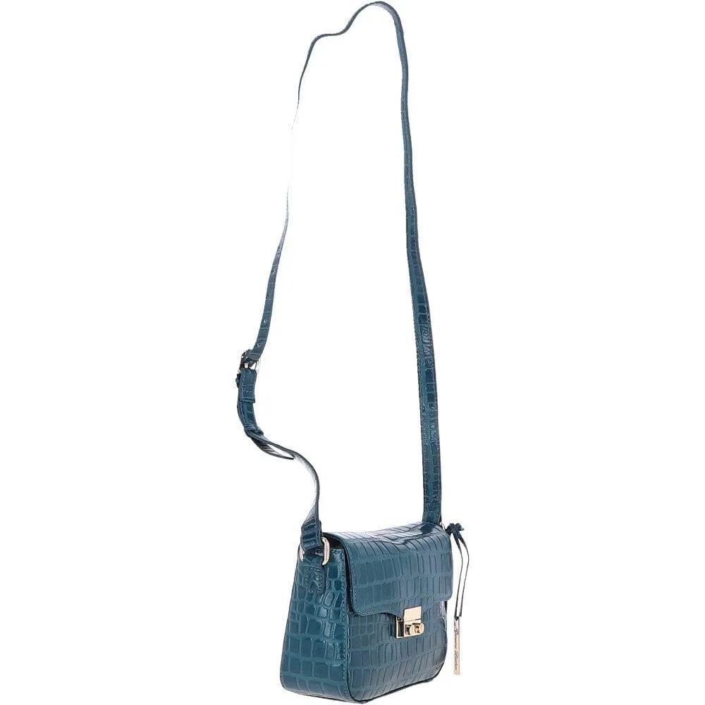 Ashwood Crocodile Print Cross Body Bag Teal/croc: C-50