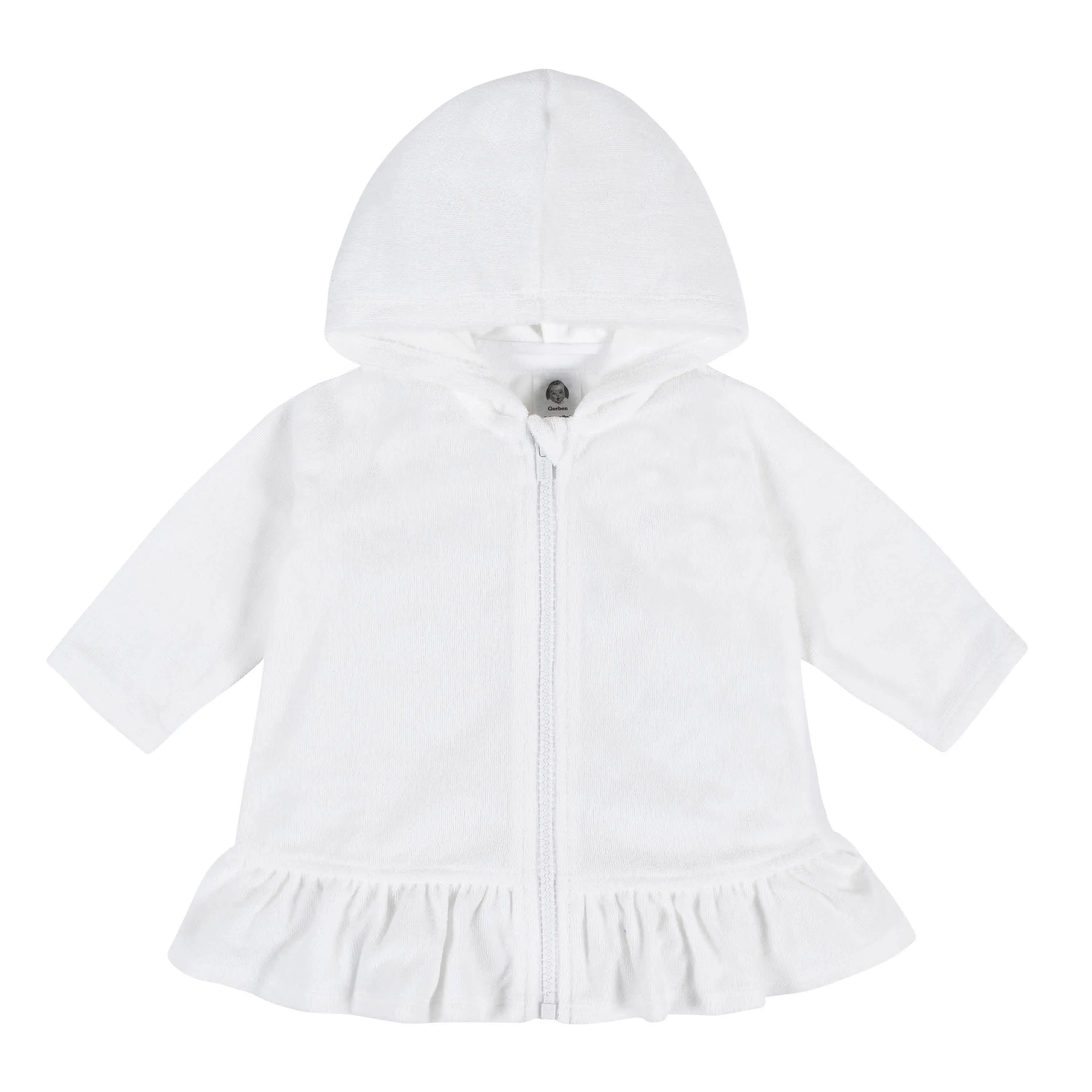 Baby & Toddler Girls White Zipper Hoodie Terry Coverup