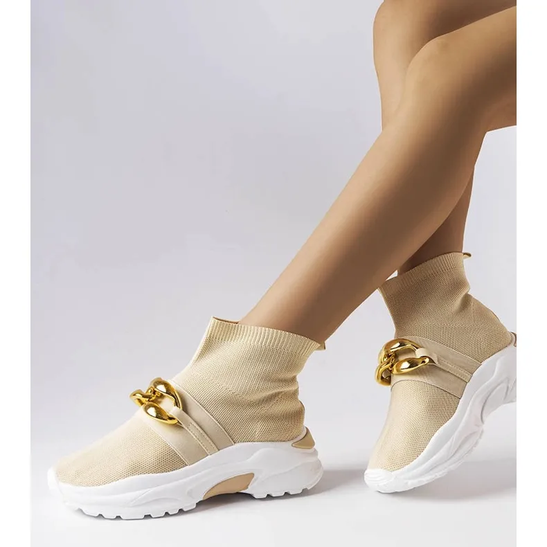 Beige sneakers with chain from Baptiste