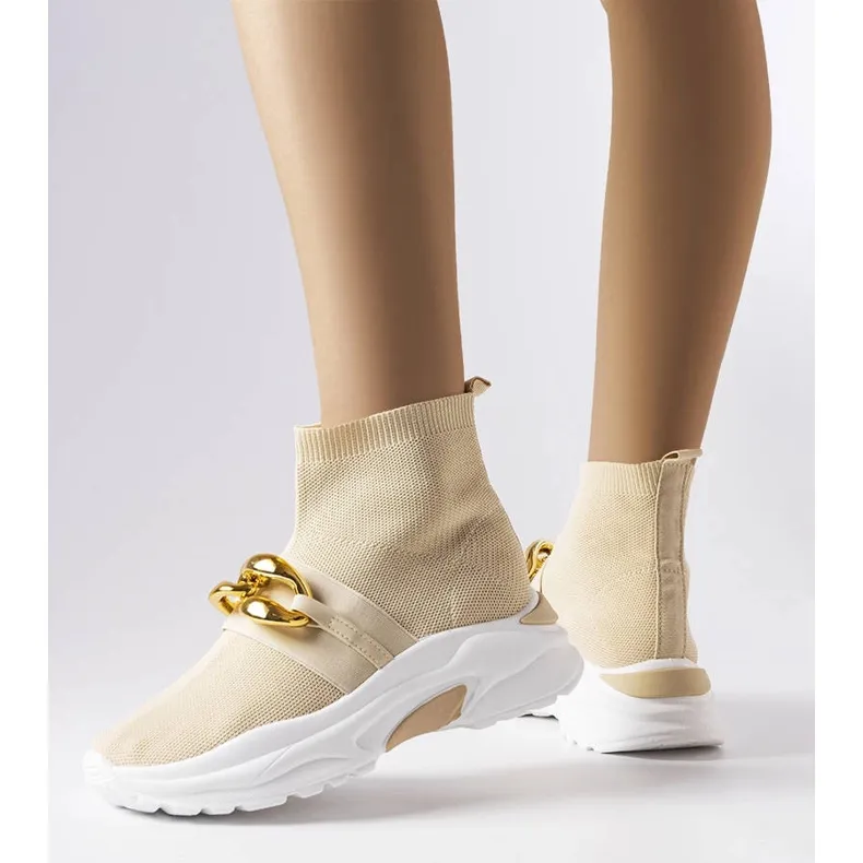 Beige sneakers with chain from Baptiste