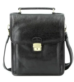 Black cowhide leather bag 111943