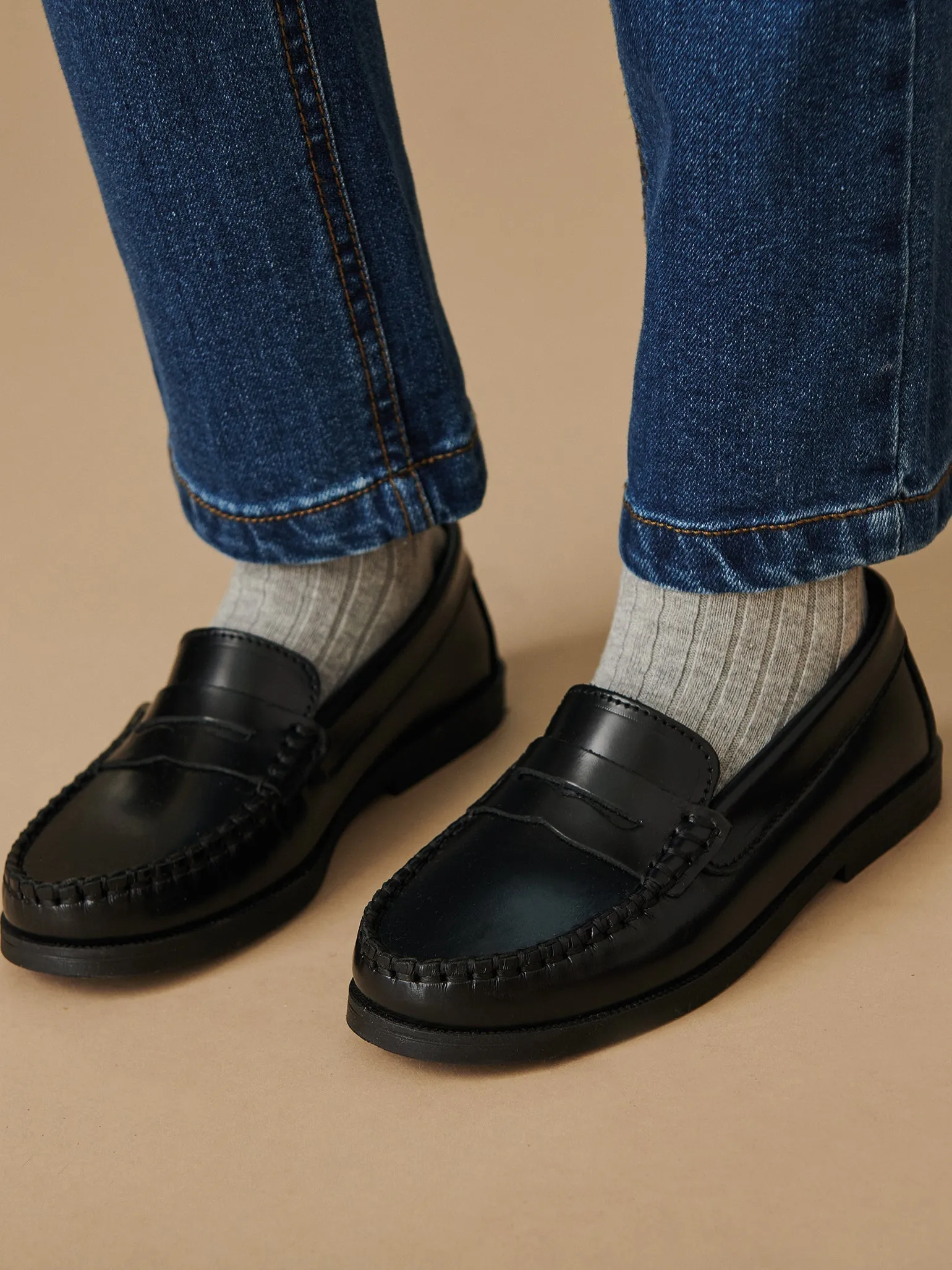 Black Leather Castellanos Loafer Shoes