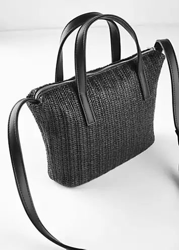 bonprix Zipped Straw Shoulder Bag | Grattan