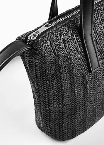 bonprix Zipped Straw Shoulder Bag | Grattan