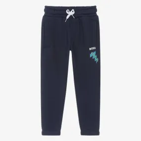 Boys Navy Blue Cotton Batman Joggers