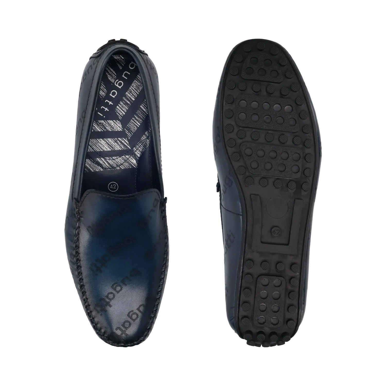 bugatti Blue Premium Leather Driver Shoes