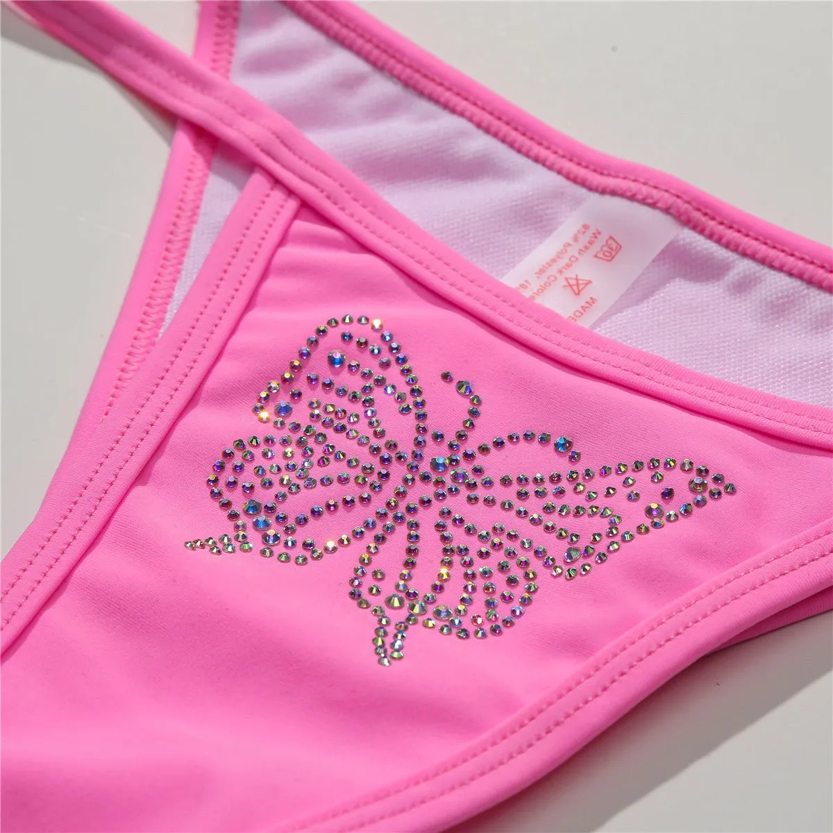 Butterfly Diamond-Stud Triangle Bikini Set