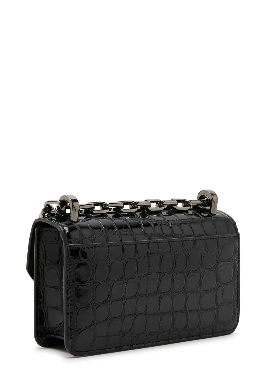 CHRISTIAN LOUBOUTIN Loubi54 small crocodile-effect leather cross-body bag  -                         -                     -    