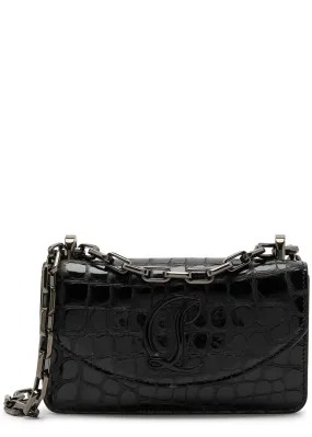 CHRISTIAN LOUBOUTIN Loubi54 small crocodile-effect leather cross-body bag  -                         -                     -    