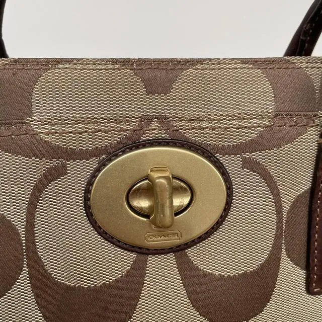 Coach Canvas/Leather Monogram Tote Handbag