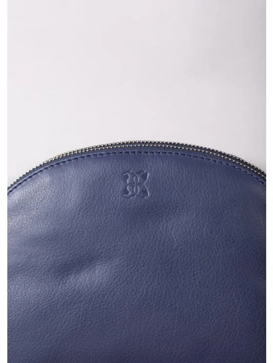 Coniston Duo Leather Curved Cross Body Bag in Navy