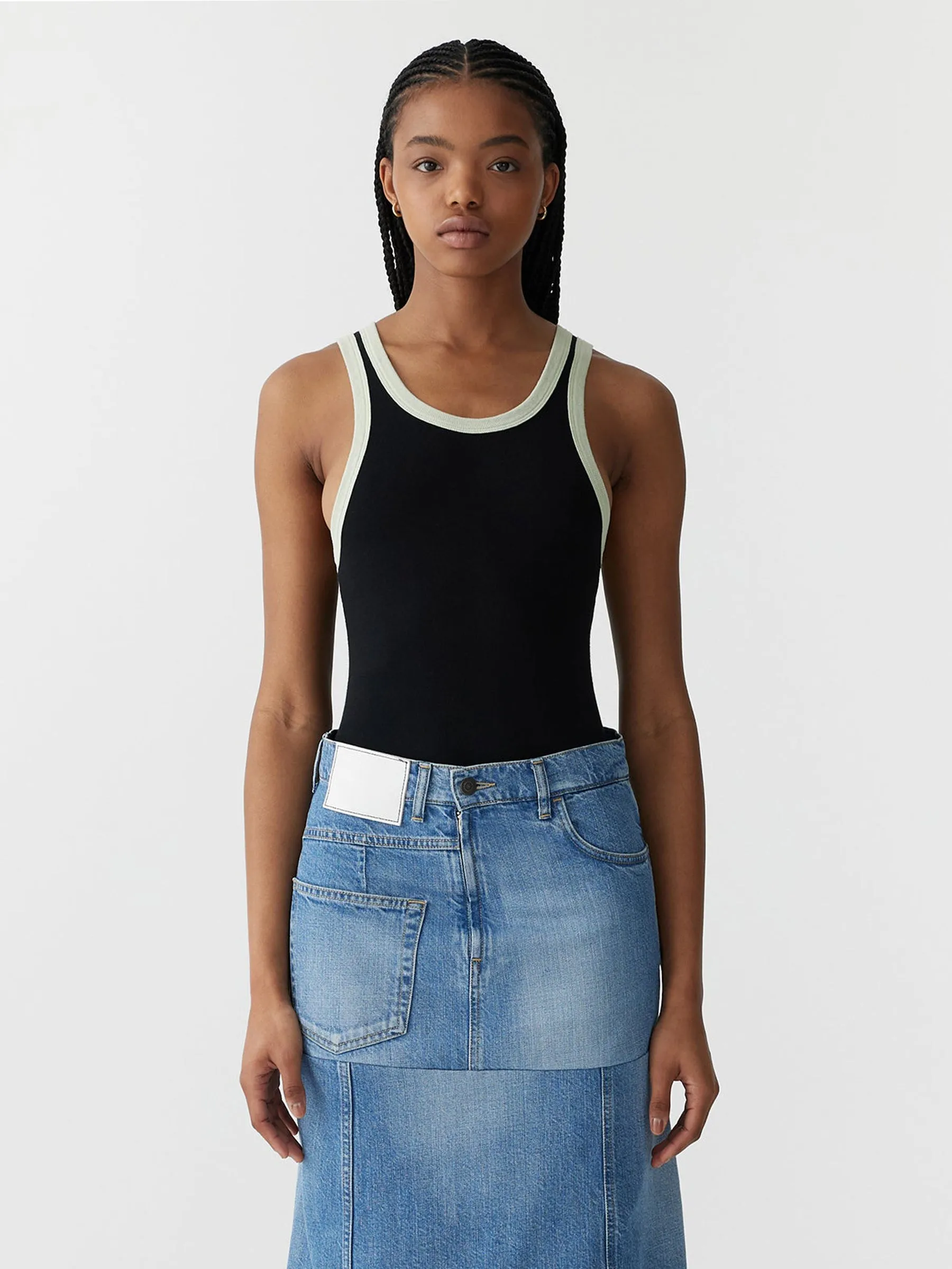 contrast slim rib tank