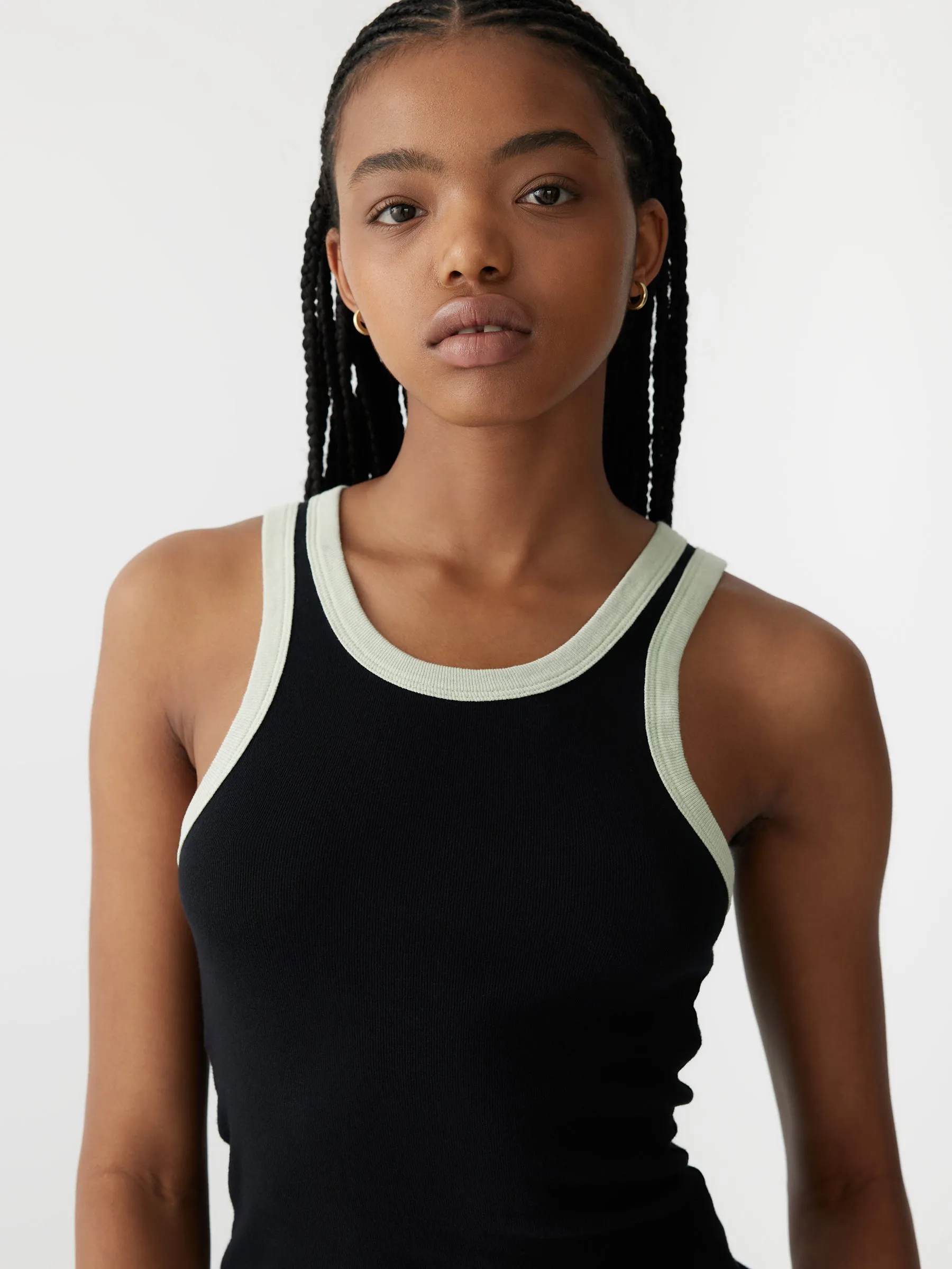 contrast slim rib tank