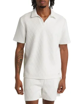 Diamond Jacquard Jersey Polo (White)