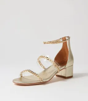 DJANGO & JULIETTE Adina Clear Gold Vinylite Leather Sandals