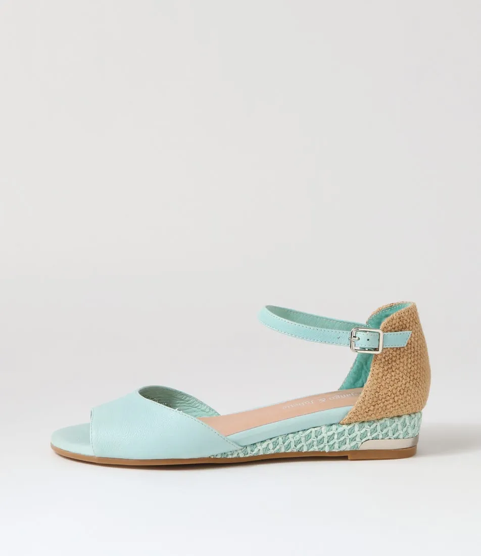 DJANGO & JULIETTE Cheryls Pale Aqua Weave Multi Sandals