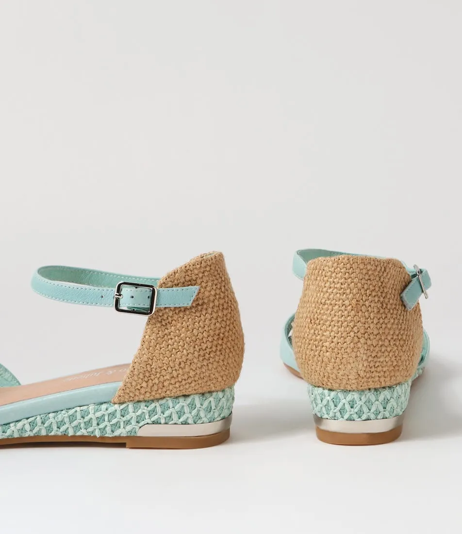 DJANGO & JULIETTE Cheryls Pale Aqua Weave Multi Sandals