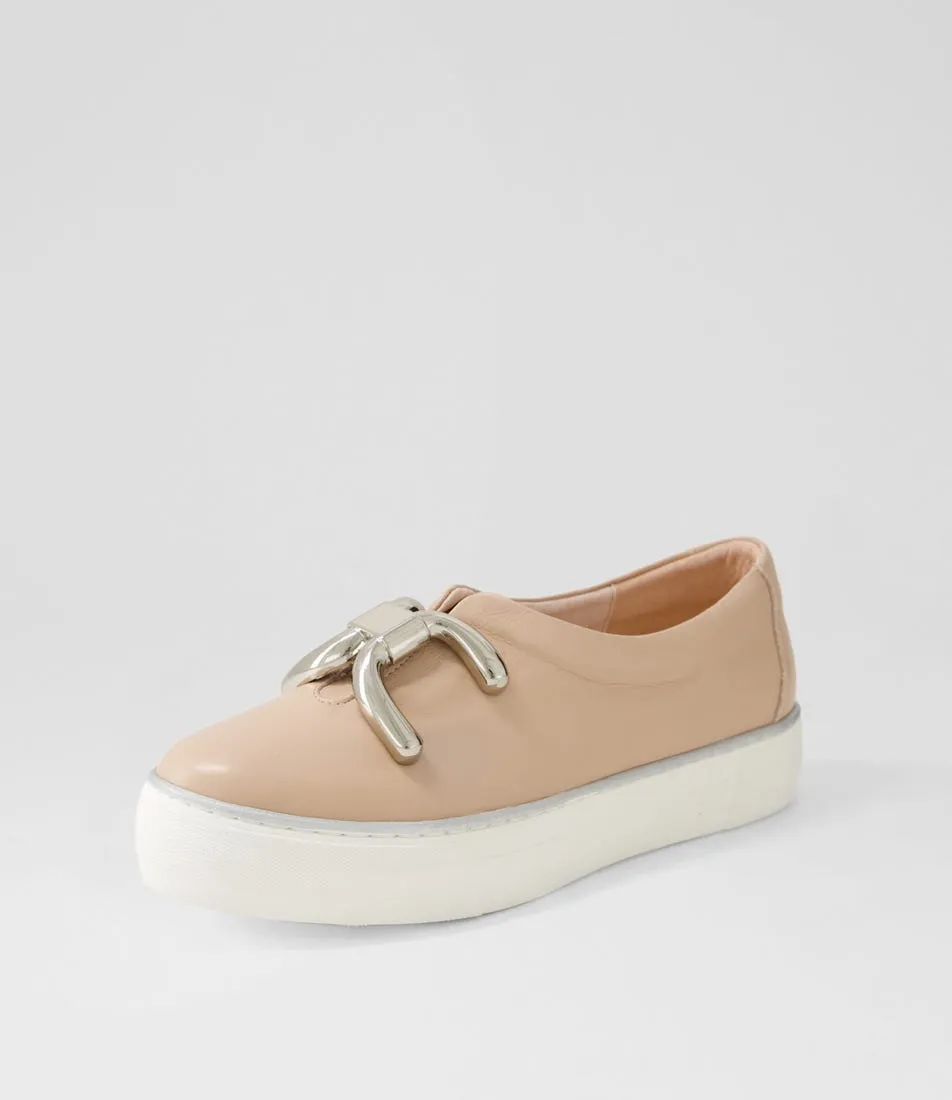 DJANGO & JULIETTE Fillo Pale Rose Gold White Leather Sneakers