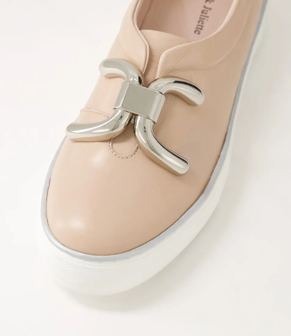 DJANGO & JULIETTE Fillo Pale Rose Gold White Leather Sneakers