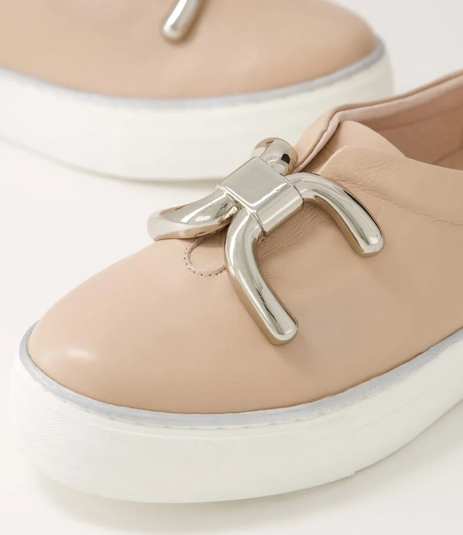 DJANGO & JULIETTE Fillo Pale Rose Gold White Leather Sneakers