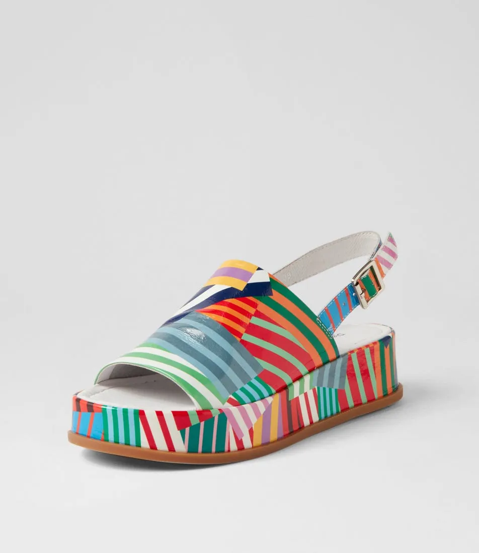 DJANGO & JULIETTE Walsat Stripe Multi Patent Leather Sandals