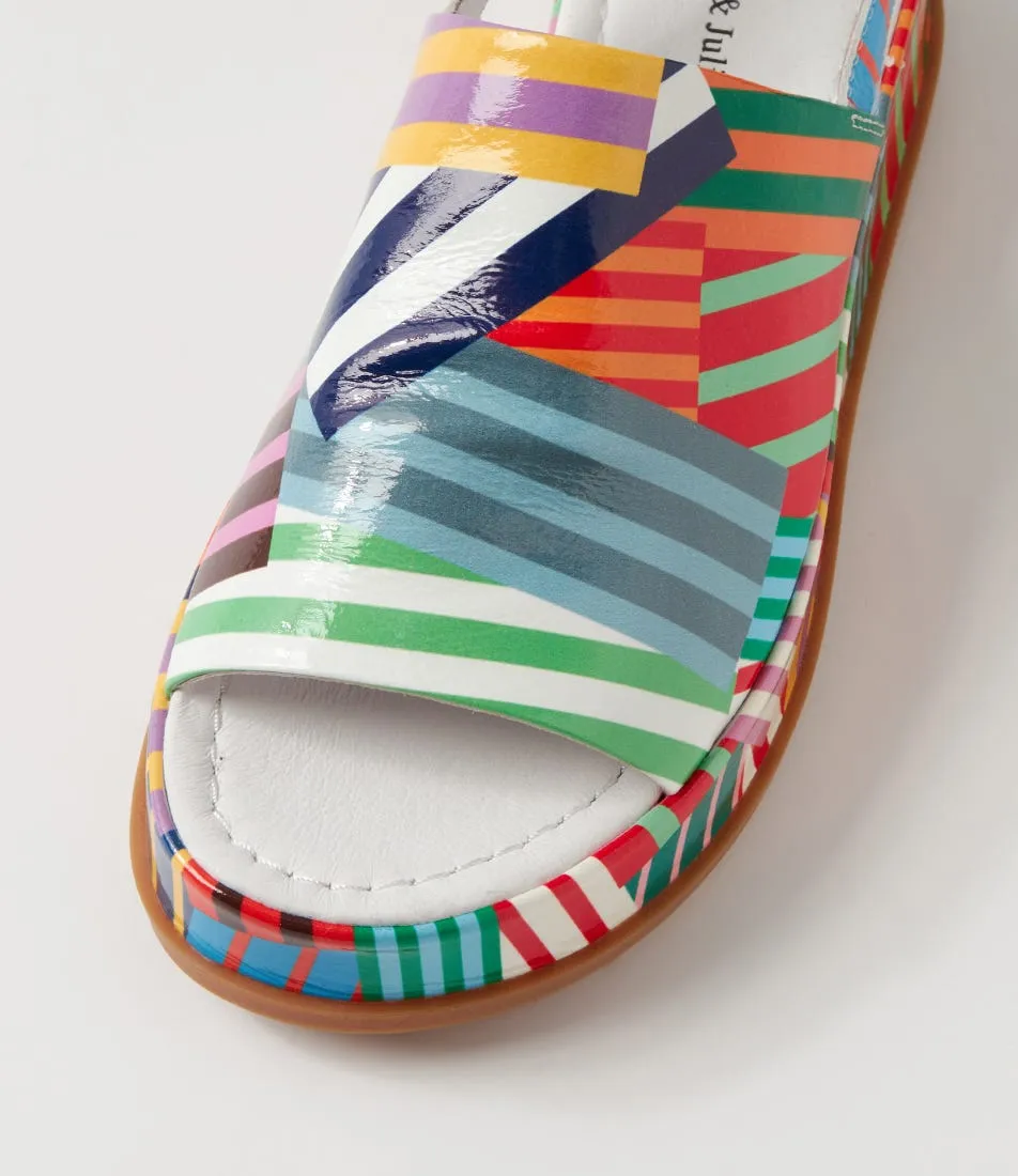 DJANGO & JULIETTE Walsat Stripe Multi Patent Leather Sandals