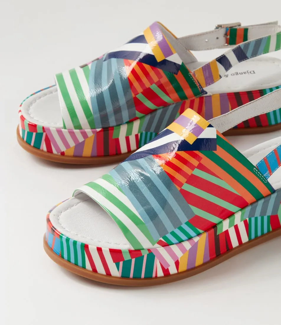 DJANGO & JULIETTE Walsat Stripe Multi Patent Leather Sandals