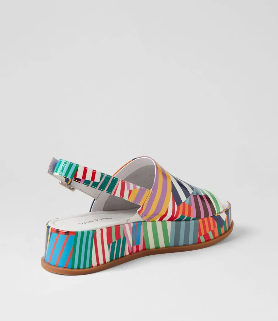 DJANGO & JULIETTE Walsat Stripe Multi Patent Leather Sandals