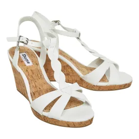 Dune Womens Wide Fit Koala Wedge Sandals White