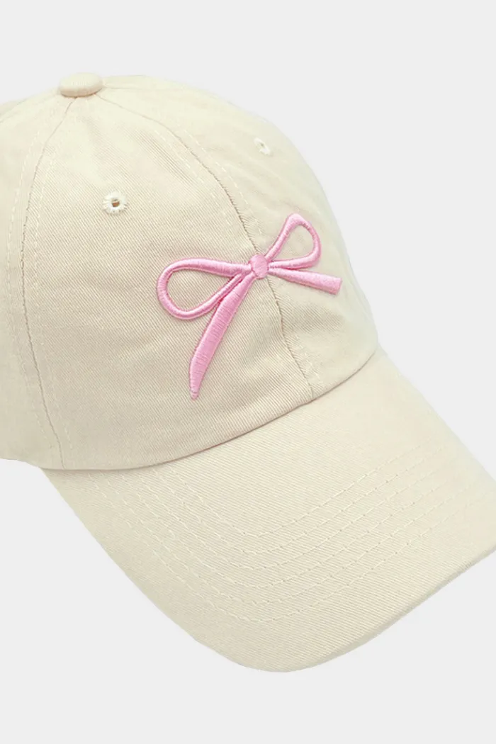 Embroidered Bow Baseball Cap