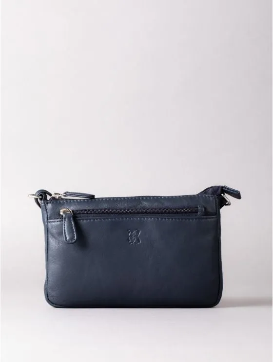 Enderby Small Leather Cross Body Bag in Navy