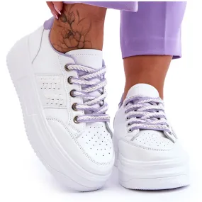 Fashionable Women's Platform Sneakers White-Purple Claribel