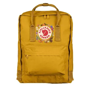 Fjallraven Kanken Classic Embroidered Backpack Ochre Flowers