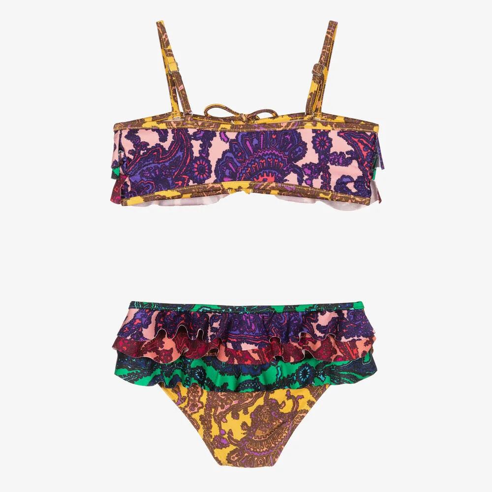 Girls Purple & Gold Paisley Bikini