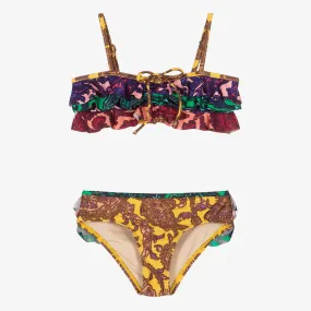 Girls Purple & Gold Paisley Bikini