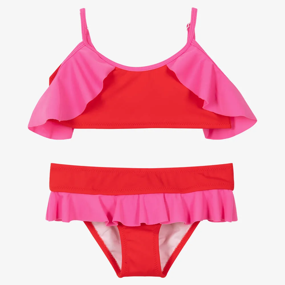 Girls Red & Pink Bikini (UV50)