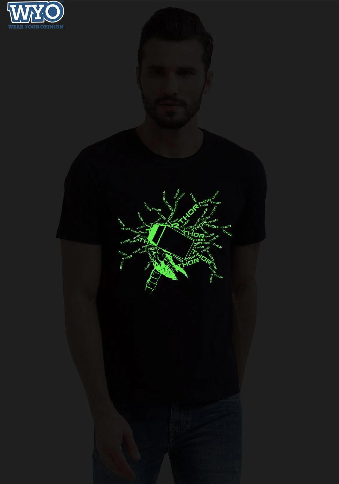 Hammer Typo Thor (Glow In Dark) T-Shirt