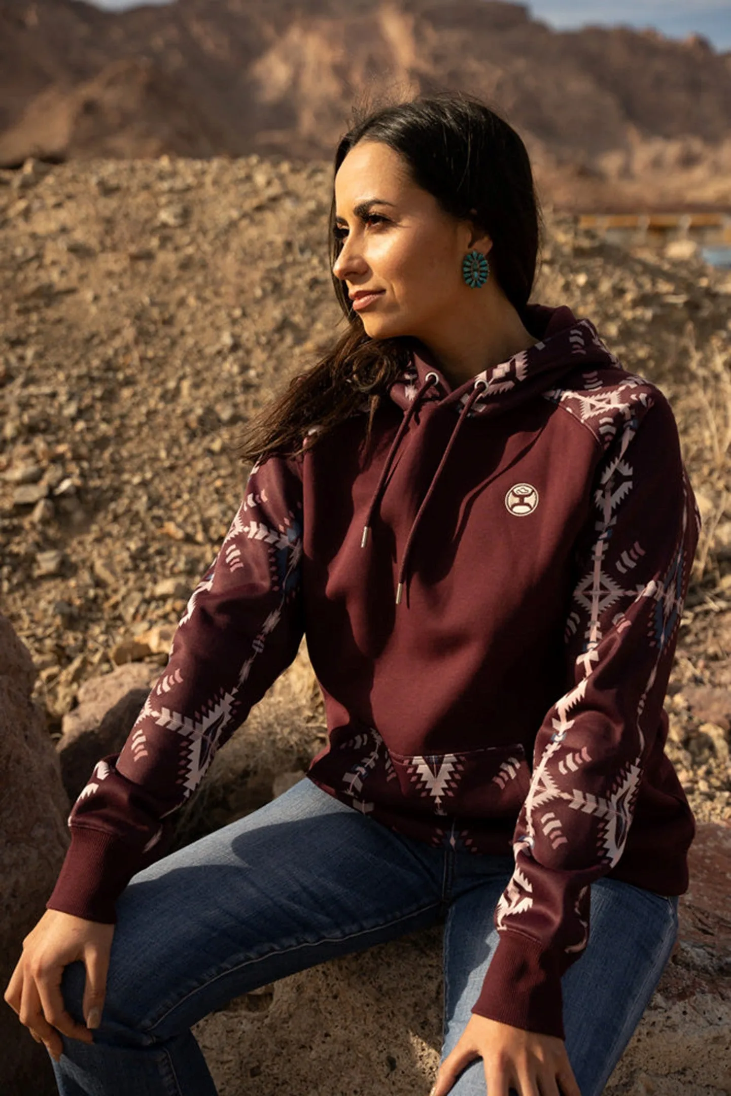 Hooey Women's Maroon and Azetc Summit Hoodie