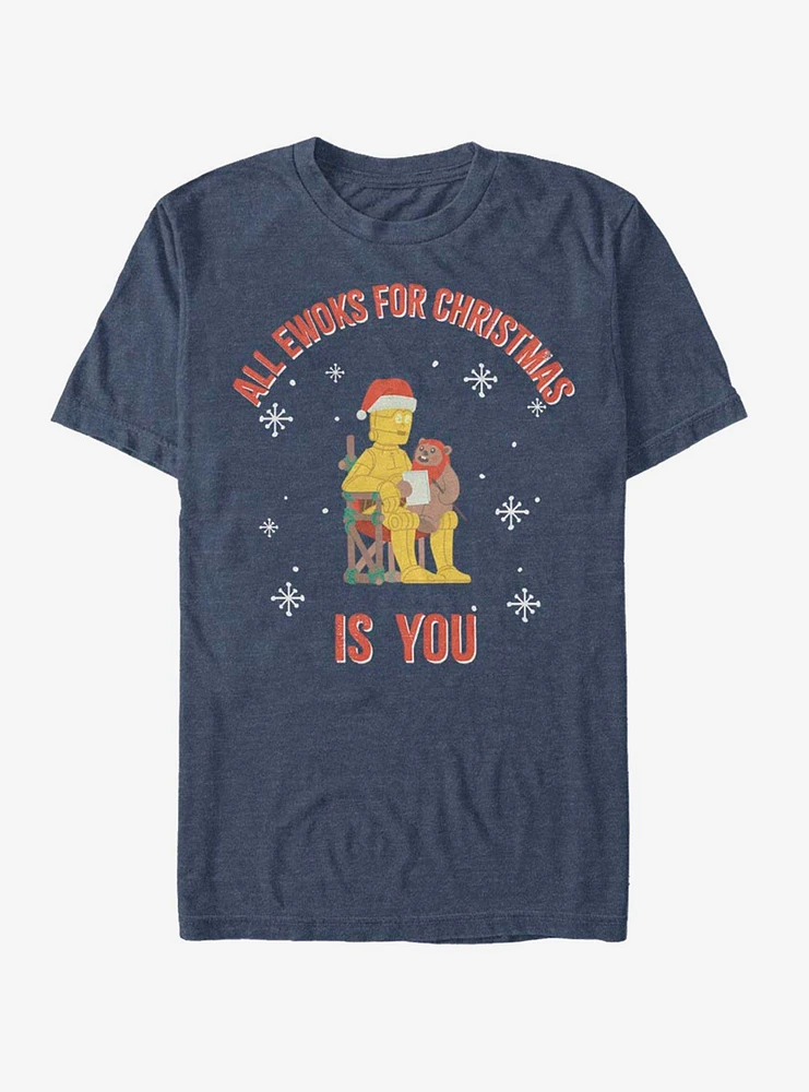 Hot Topic Star Wars C-3PO Santa Ewok Christmas Is You T-Shirt