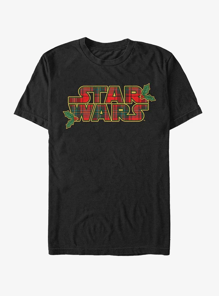 Hot Topic Star Wars Logo Christmas Plaid Tartan T-Shirt