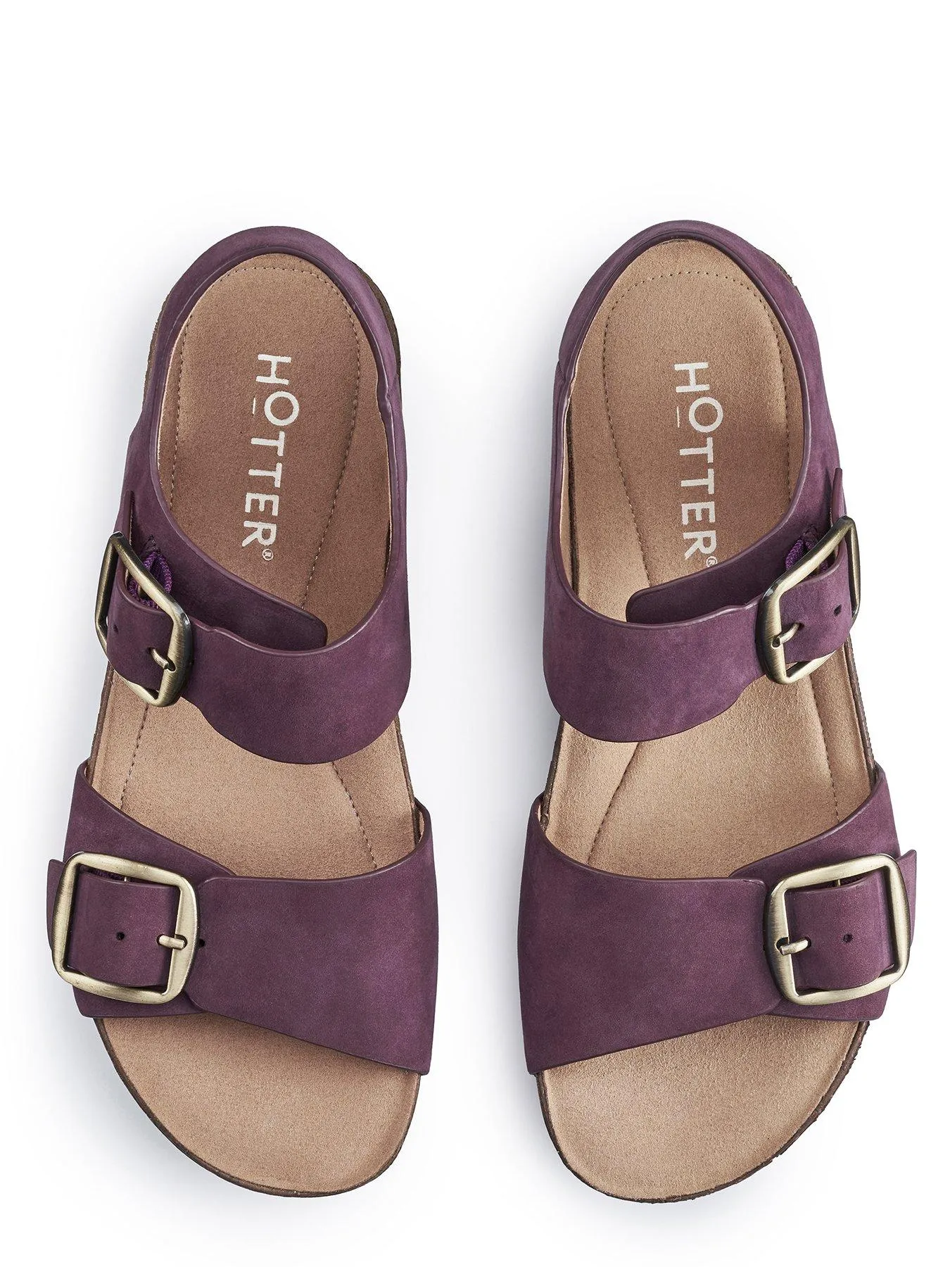 Hotter Sandals Nubuck Standard Tourist Ii - Damson-nb