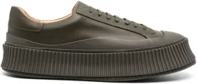 Jil Sander lace-up leather platform sneakers Green