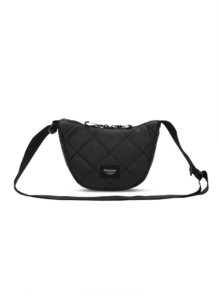 [KIDS] Quilting Half-Moon Cross Bag Black